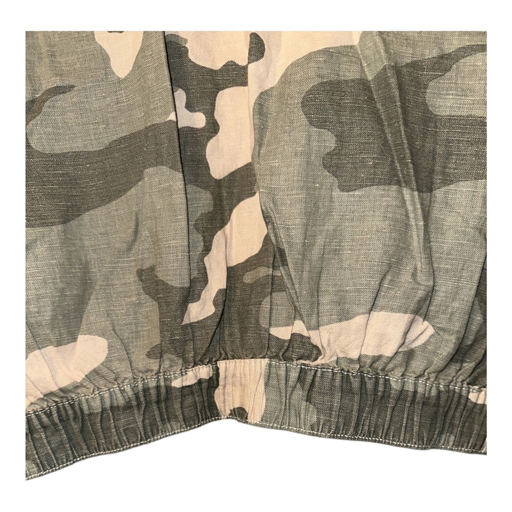 Zara Green Camo‎ Linen Blend Cropped Jacket, Womens Medium - Picture 6 of 8